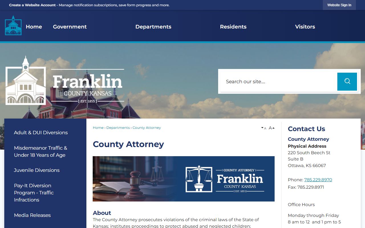 Franklin County court records after arrest County Attorney page
