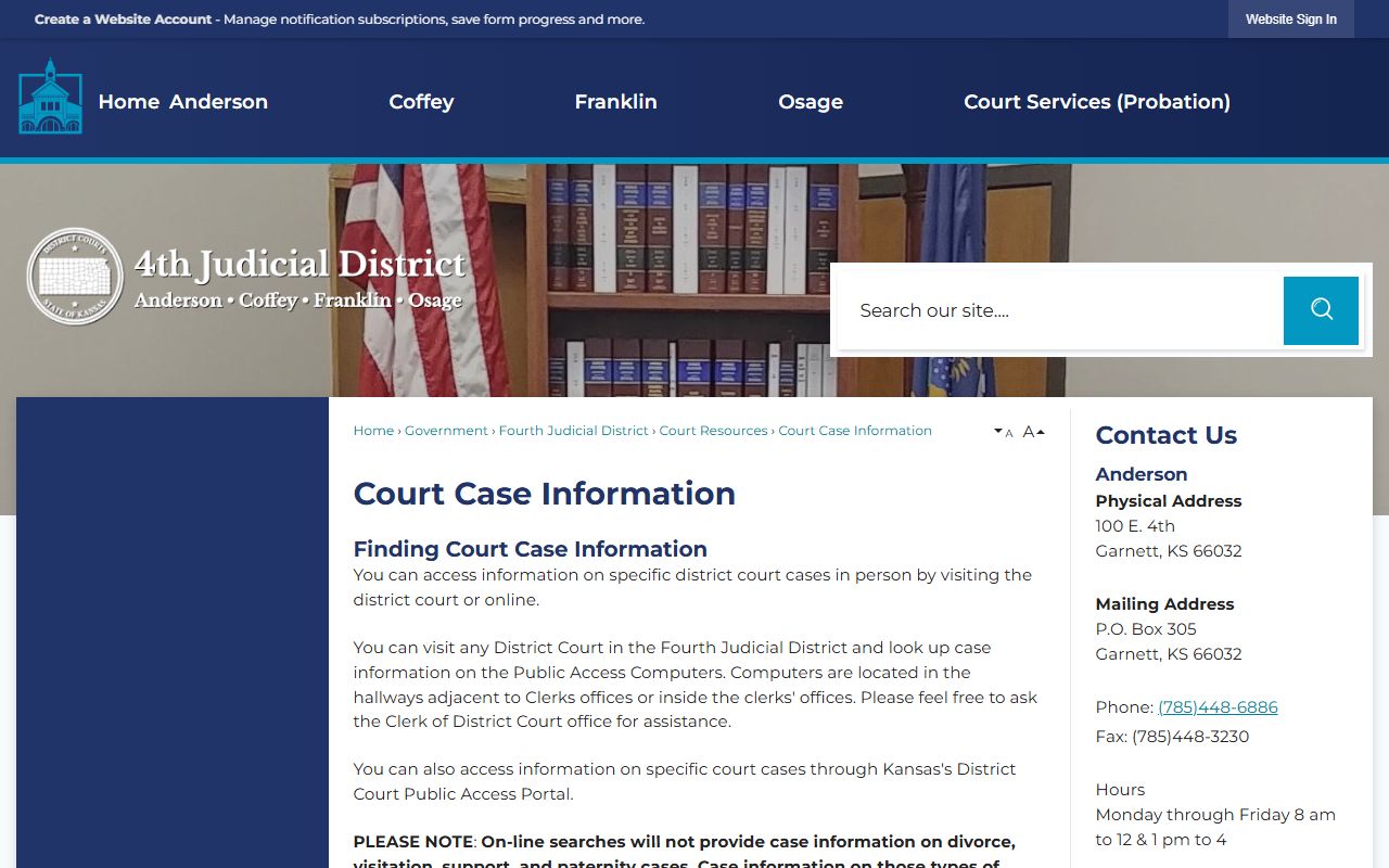 Franklin County court records after jail arrest case information page