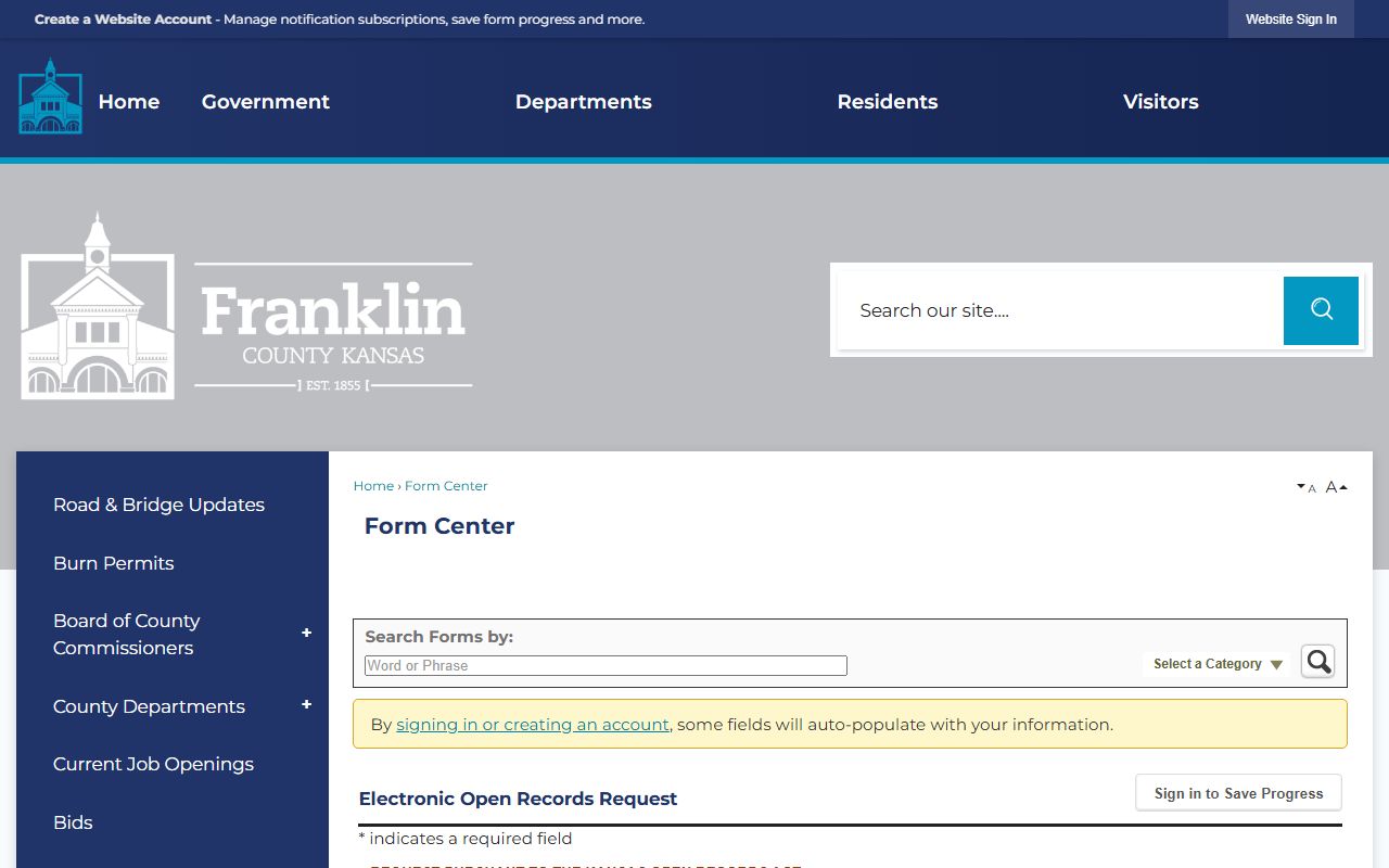 Franklin County inmate records electronic open records request form